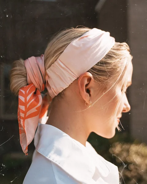 Silk Scarf Headband With Low Bun