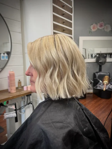 Blunt Wavy Blonde Bob