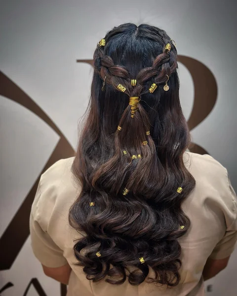 Crown Braids With Gold Beads