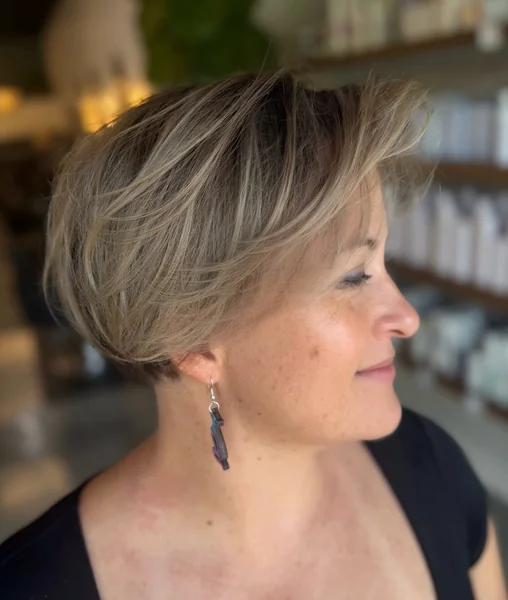 Ash Blonde Layered Pixie