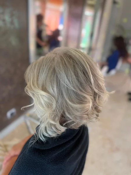 Blonde Wavy Medium Bob