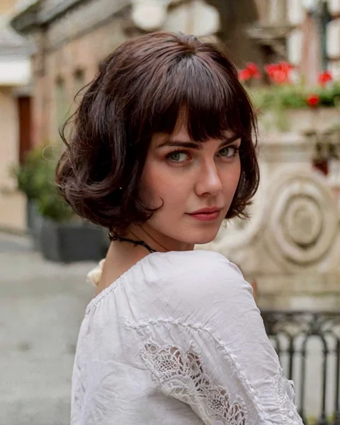 Curled Bob with Soft Bangs