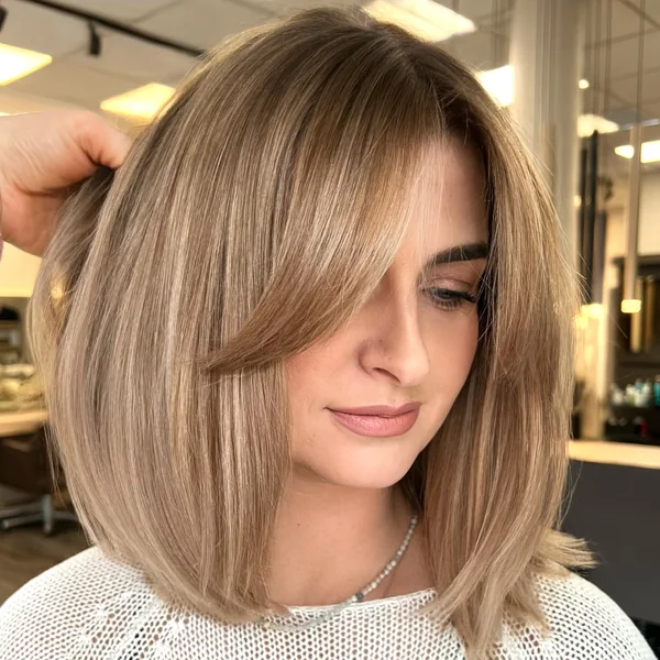 Balayage Bob with Curtain Bangs