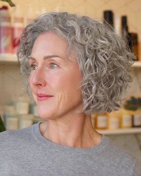 Silver Curly Bob