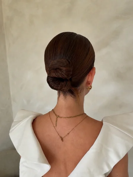 Wet-Look Twisted Low Bun