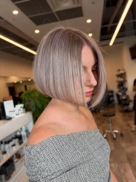 Mushroom Blonde Angled Bob