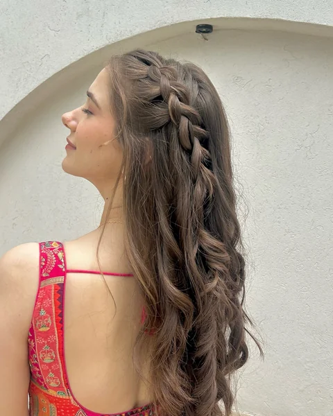 Half-Up Side Braid with Loose Waves