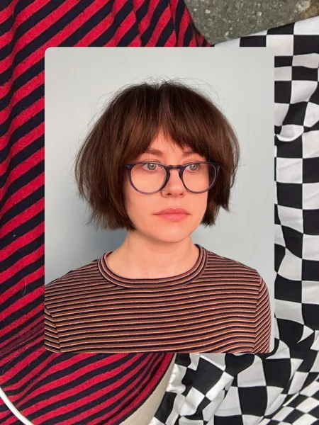Choppy Bob with Bangs & Glasses
