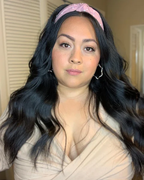 Pink Pearl Knot Headband With Black Waves