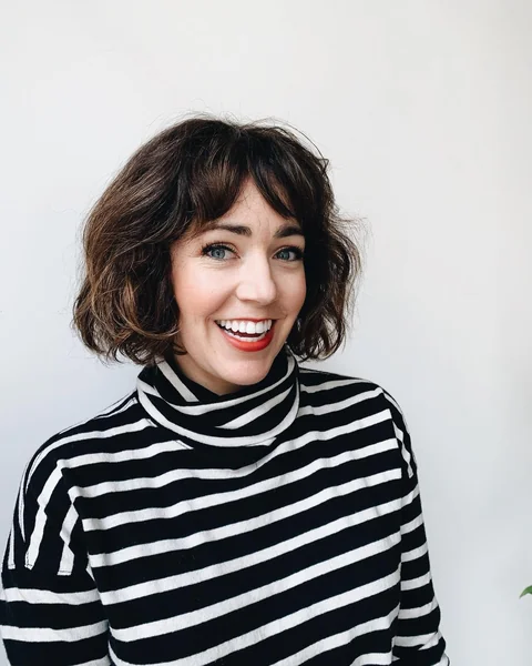Curly-Wavy Bob with Bangs