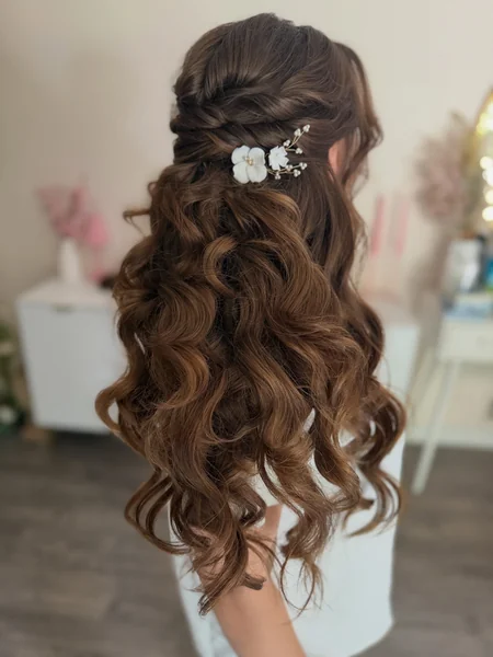 Half-Up Twist with Flower Pin