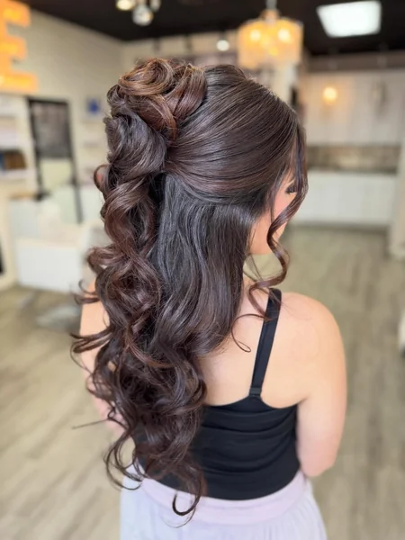 Half Up Rosette Bun Prom Hairstyle