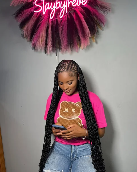 Fulani Cornrows With Long Senegalese Twists