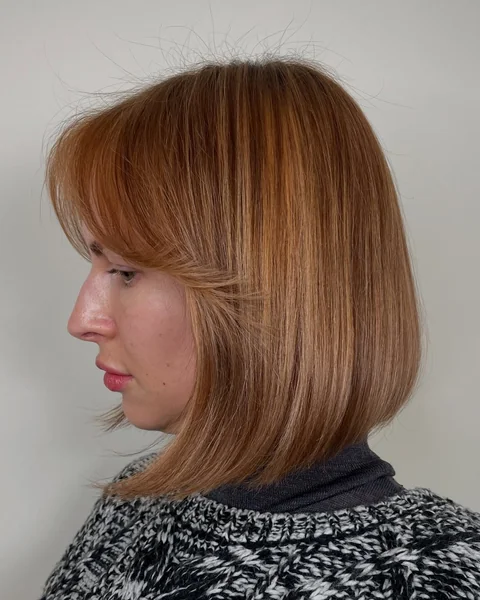 Medium Copper Bob with Side Bangs