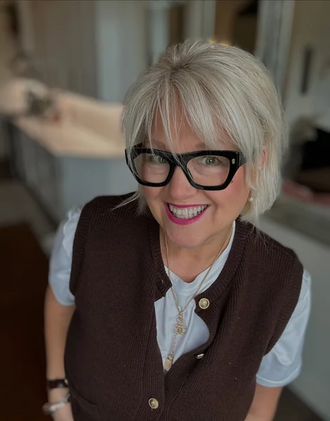 Platinum Shaggy Bob with Bangs