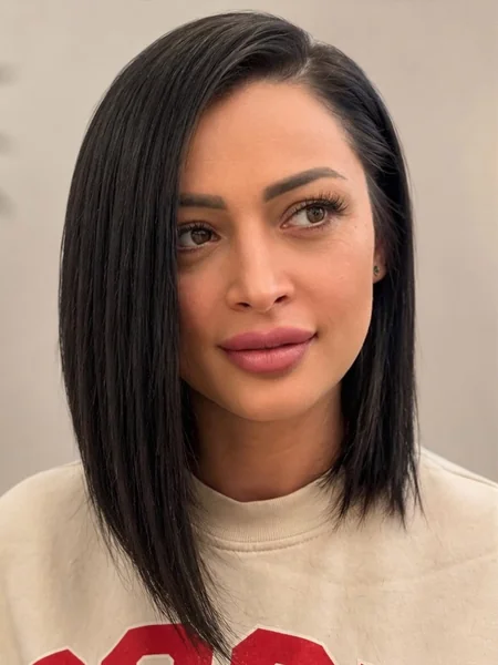 Deep Side Part Asymmetrical Bob