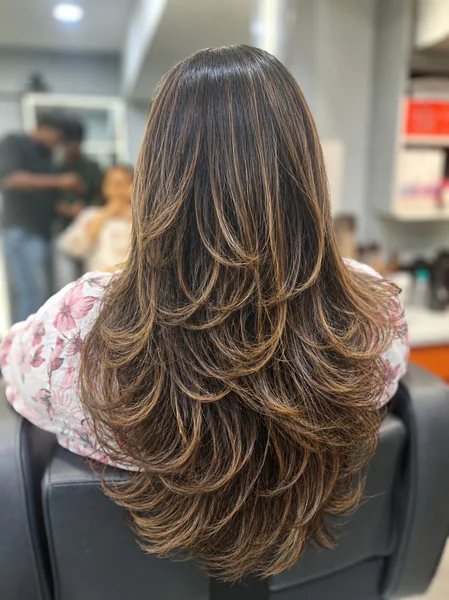 Long Butterfly Layers with Caramel Highlights