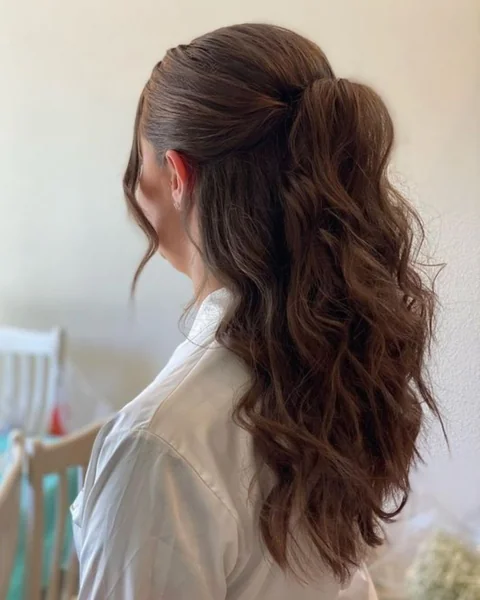 Half-Up Ponytail with Loose Waves