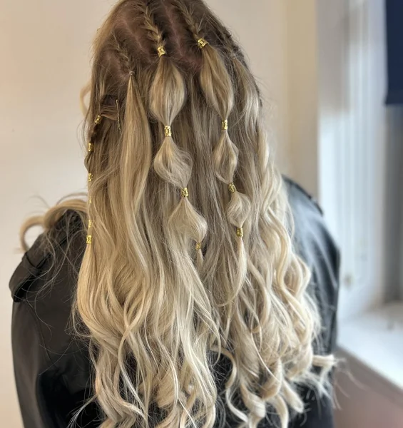 Wavy Hair With Purple Headscarf