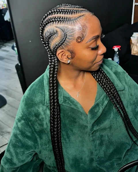Big Swirl Feed-In Cornrows