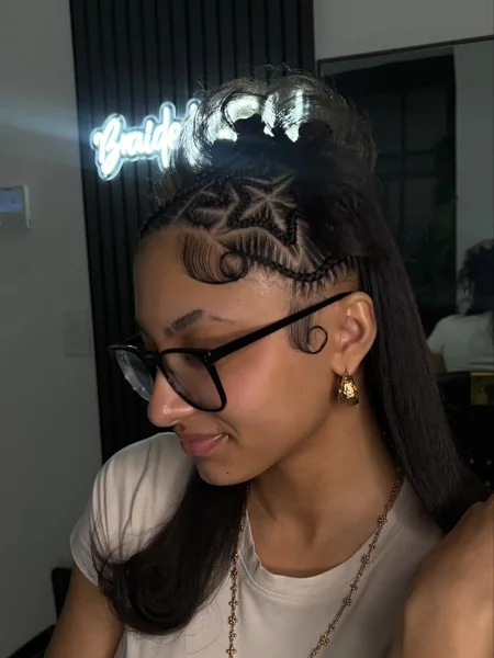 Star Stitch Braids with Sleek Ponytail