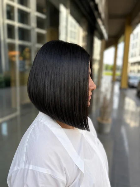 Sleek Jet Black Angled Bob