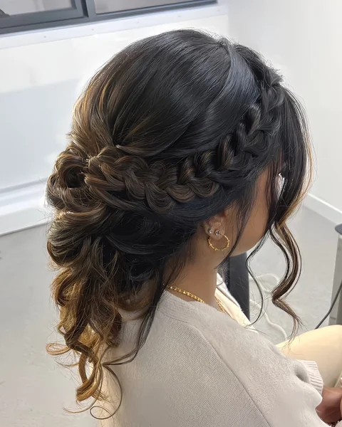 Braided Updo with Face-Framing Curls