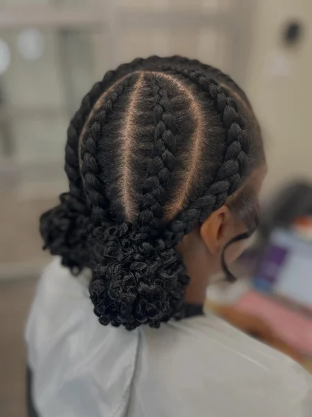 Cornrows into Curly Ponytail