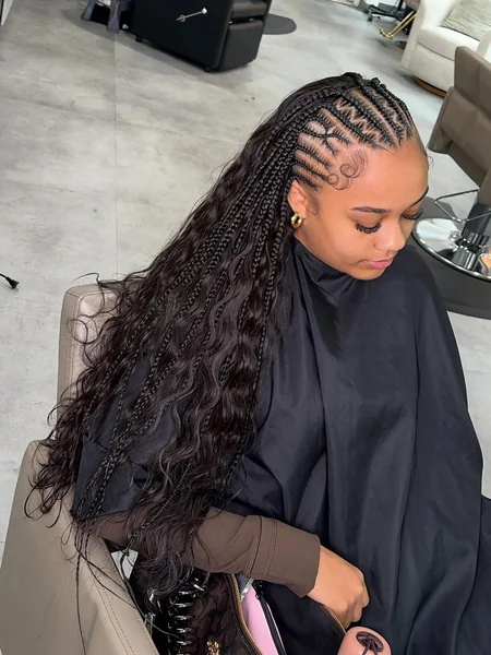 Zigzag Cornrows with Boho Braids