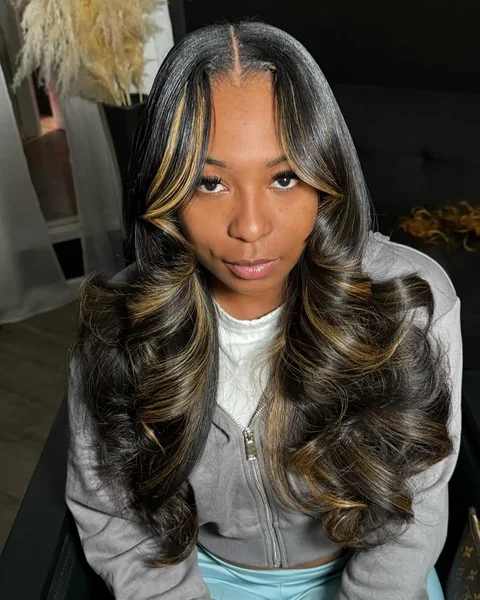 Honey Highlight Layered Blowout