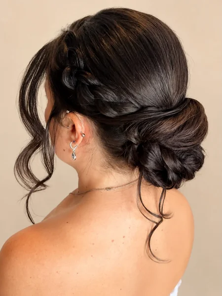 Sleek Bridal Chignon with Mini Braid