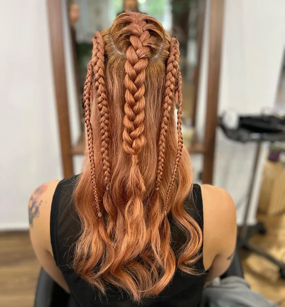 Half-Up Boho Braids with Copper Waves