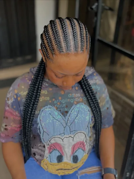 Classic Straight-Back Stitch Cornrows