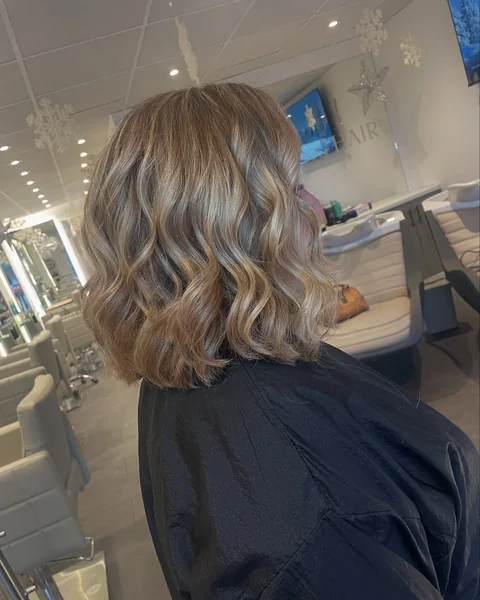 Wavy Blonde Bob Back View
