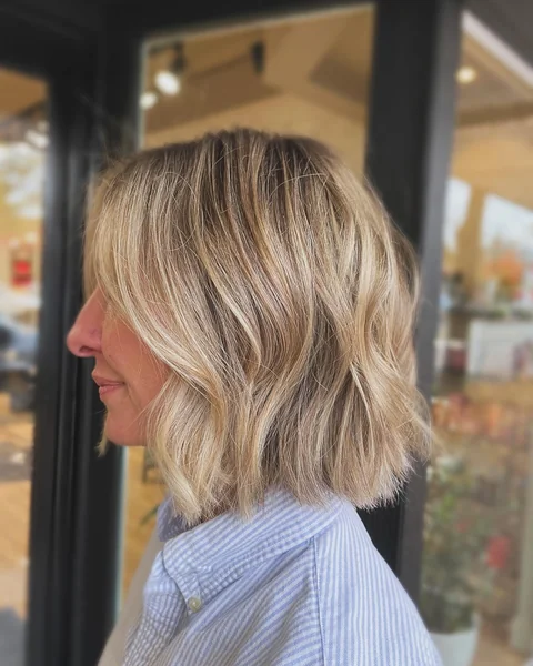 Soft Blonde Wavy Bob