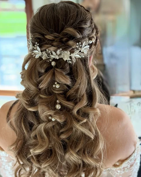 Braided Half-Up with Pearl Drops