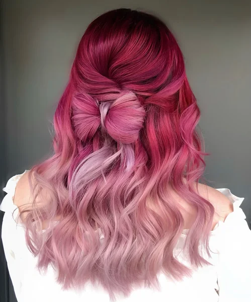 Hair Bow Half-Up on Pink Waves