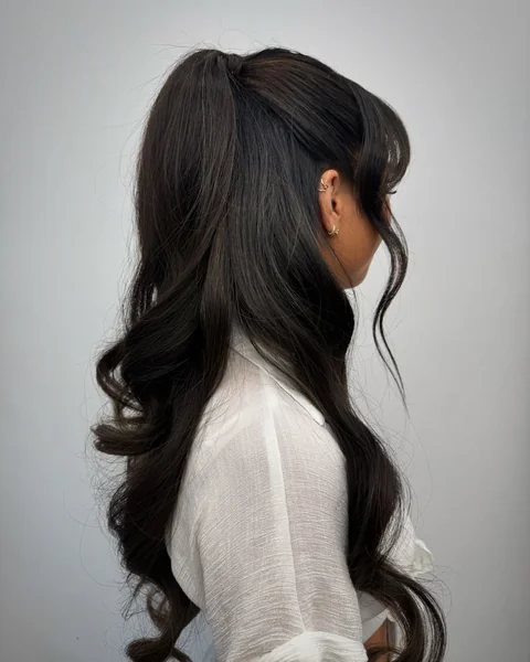 Half Up Ponytail for Long Layered Hair