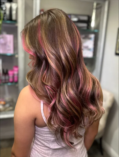 Pink and Blonde Streaked Waves