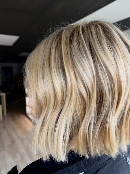 Wavy Golden Blonde Textured Bob