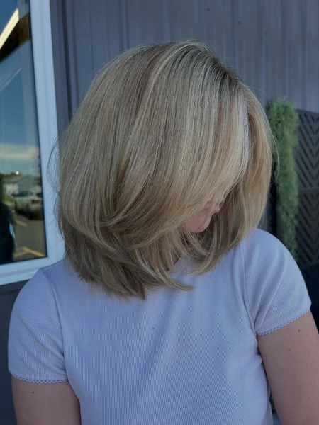 Layered Feathered Bob in Blonde