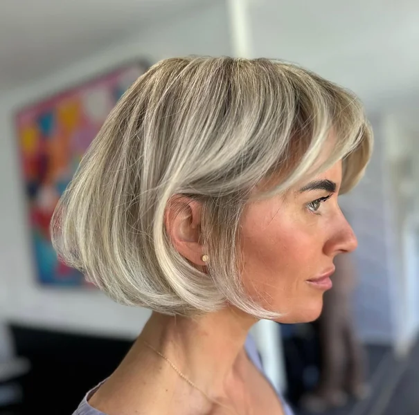 Rounded Bob with Side-Swept Fringe