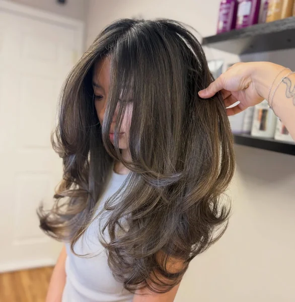 Medium Butterfly Layers with Curtain Bangs