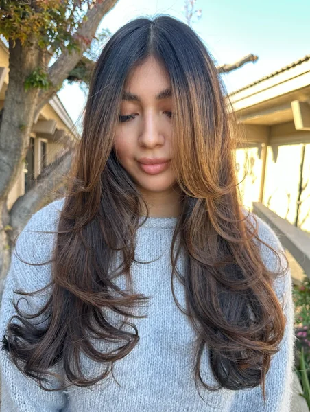 Caramel Face-Framing Long Layers