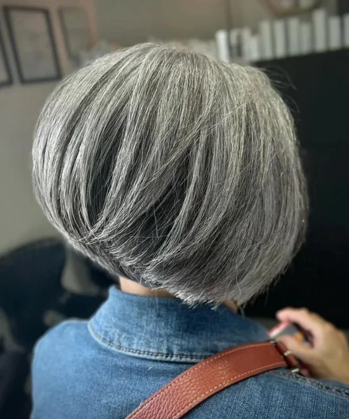 Charcoal-and-Silver Stacked Bob