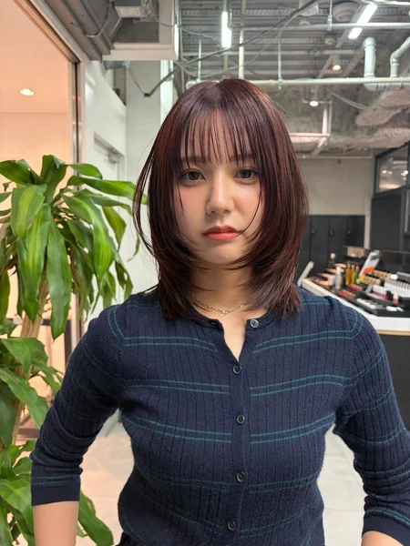 Burgundy Bob with Full Bangs
