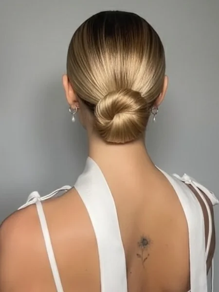 Sleek Blonde Low Bun