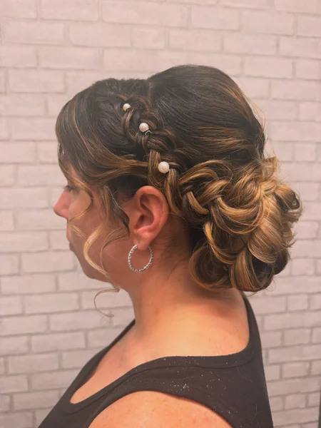 Pearl-Studded Braid Prom Updo