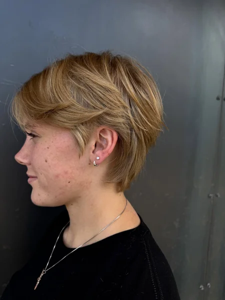 Honey Blonde Layered Bixie