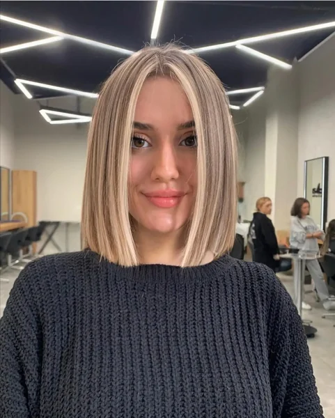 Blonde Center Part Bob